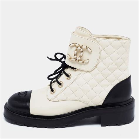 chanel combat boots size 41|Chanel quilted combat boots.